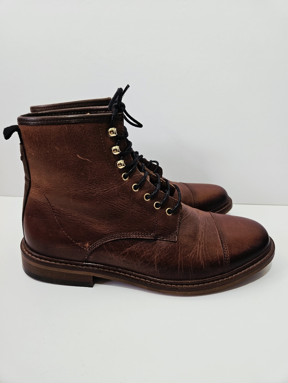 Shoe The Bear Curtis Cap Toe Boots Size 40 US 7 Brown Leather Lace Up EUC